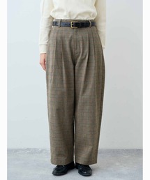 THREE FIFTY STANDARD オレンジラインがポイントのグレンチェックパンツ