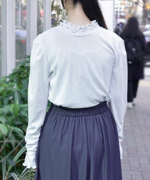 axes femme(アクシーズファム)の「2WAYラメリブプルオーバー(Tシャツ/カットソー・レディース・ホワイト/グリーン/ピンク・FREE)」の6枚目の写真