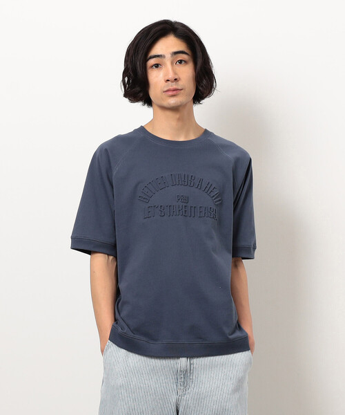 Tシャツ・カットソー lotsyou_Ella Blouse ( 3 COLOR) セール】メッセージエンボス半袖ラグランTシャツ(Tシャツ