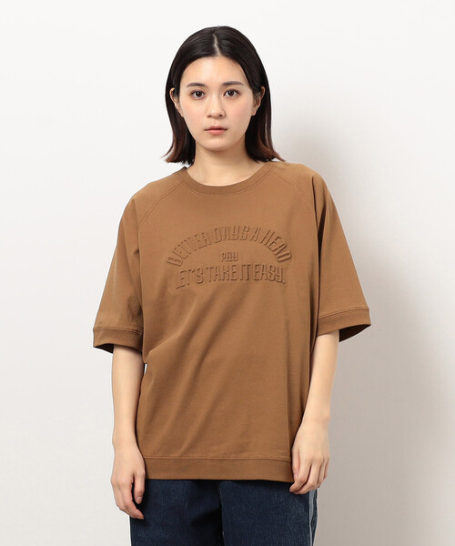 Purple&Yellow（パープルアンドイエロー）の「メッセージエンボス半袖ラグランＴシャツ（Tシャツ/カットソー・メンズ・ライトグリーン/ブラウン/ホワイト/ブルー・SMALL/LARGE/MEDIUM）」の11枚目の写真