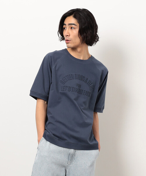 セール】メッセージエンボス半袖ラグランTシャツ（Tシャツ