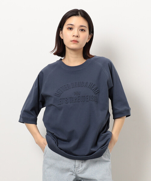 Purple&Yellow（パープルアンドイエロー）の「メッセージエンボス半袖ラグランＴシャツ（Tシャツ/カットソー・メンズ・ライトグリーン/ブラウン/ホワイト/ブルー・SMALL/LARGE/MEDIUM）」の18枚目の写真