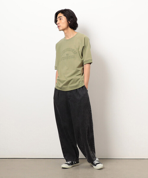 Purple&Yellow（パープルアンドイエロー）の「メッセージエンボス半袖ラグランＴシャツ（Tシャツ/カットソー・メンズ・ライトグリーン/ブラウン/ホワイト/ブルー・SMALL/LARGE/MEDIUM）」の19枚目の写真