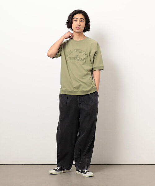 Purple&Yellow（パープルアンドイエロー）の「メッセージエンボス半袖ラグランＴシャツ（Tシャツ/カットソー・メンズ・ライトグリーン/ブラウン/ホワイト/ブルー・SMALL/LARGE/MEDIUM）」の20枚目の写真