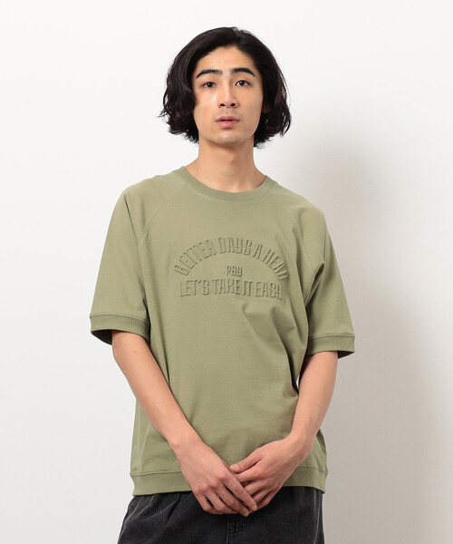 Purple&Yellow（パープルアンドイエロー）の「メッセージエンボス半袖ラグランＴシャツ（Tシャツ/カットソー・メンズ・ライトグリーン/ブラウン/ホワイト/ブルー・SMALL/LARGE/MEDIUM）」の21枚目の写真