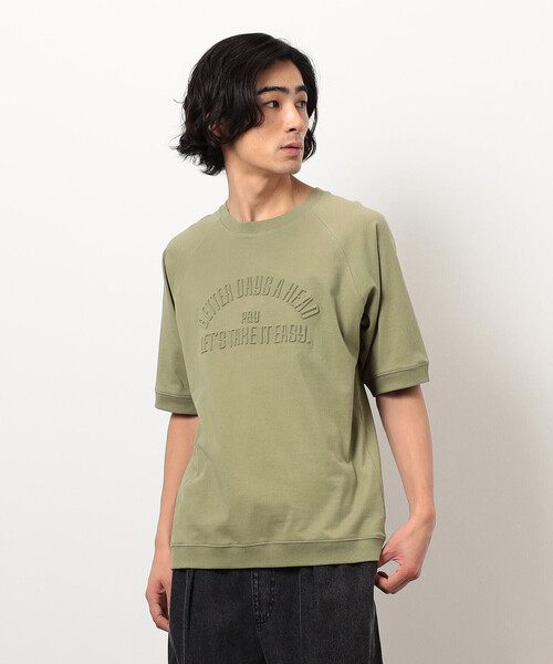 セール】メッセージエンボス半袖ラグランTシャツ（Tシャツ