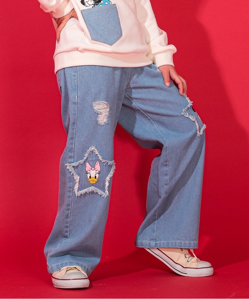 Disney（ディズニー）の「ディズニー ワイドストレートデニムロングパンツ 0190K（デニムパンツ・キッズ・ライトインディゴブルー・140cm/130cm/120cm/110cm/100cm）」の7枚目の写真