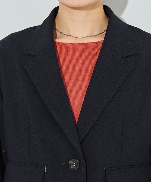 PUBLIC TOKYO（パブリックトウキョウ）の「ミコウールクロップドジャケット（テーラードジャケット・レディース・ベージュ/ネイビー・1/2）」の9枚目の写真