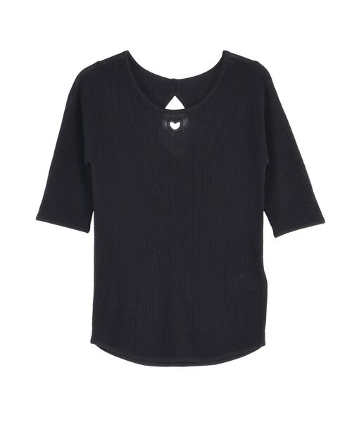 LAGUNAMOON(ラグナムーン)の「ハートハーフスリーブシアーニットトップス(ニット/セーター・レディース・ブラック/ブラウン/アイボリー・FREE)」の9枚目の写真
