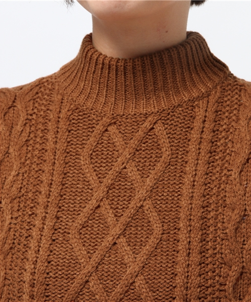 mystic（ミスティック）の「【mystic】ケーブルハイネックニット（ニット/セーター・レディース・キャメル/ブラック/オフホワイト/レッド・ﾌﾘ-）」の7枚目の写真