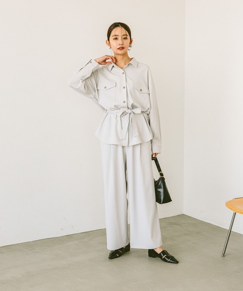 GLOBAL WORK(グローバルワーク)の「リラックススマートSET UPシャツ長袖/286257(シャツ/ブラウス・レディース・ブラック/グレー系その他/キャメル・MEDIUM/LARGE)」の5枚目の写真