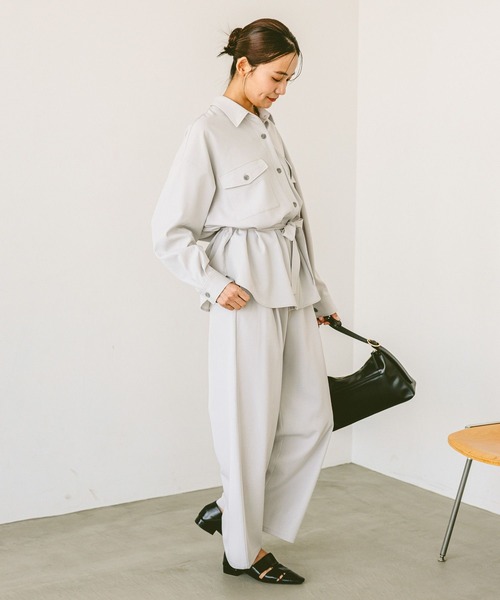 GLOBAL WORK(グローバルワーク)の「リラックススマートSET UPシャツ長袖/286257(シャツ/ブラウス・レディース・ブラック/グレー系その他/キャメル・MEDIUM/LARGE)」の6枚目の写真