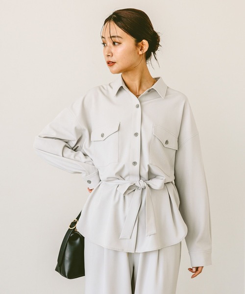 GLOBAL WORK(グローバルワーク)の「リラックススマートSET UPシャツ長袖/286257(シャツ/ブラウス・レディース・ブラック/グレー系その他/キャメル・MEDIUM/LARGE)」の8枚目の写真