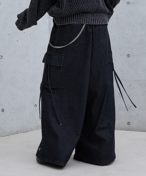 [Spielio] ヴィンテージライクデニムカーゴワイドパンツ Spielio】Vintage like denim cargo wide pants/ヴィンテージ