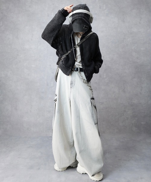 Spielio（シュピーリオ）の「【Spielio】Vintage like denim cargo wide pants/ヴィンテージライクデニムカーゴワイドパンツ（カーゴパンツ・メンズ・ブラック/ホワイト・S/M/L）」の20枚目の写真