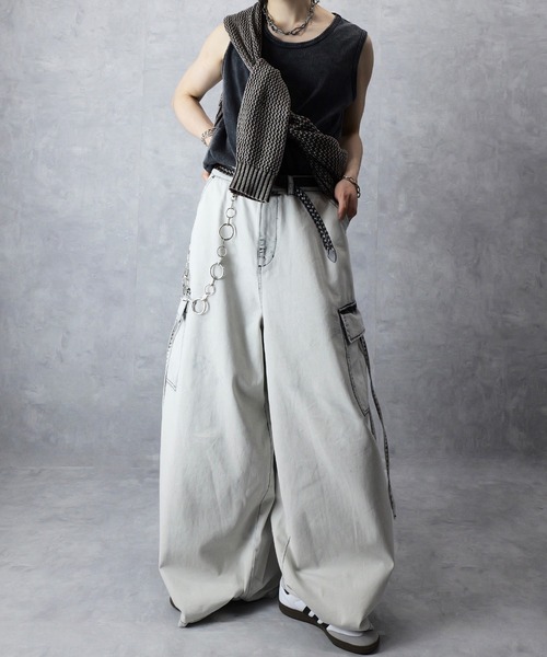 [Spielio] ヴィンテージライクデニムカーゴワイドパンツ VINTAGE LIKE WIDE DENIM PANTS/ヴィンテージライクワイドデニム
