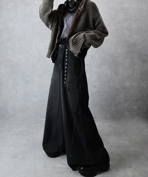 Spielio】Vintage like denim cargo wide pants/ヴィンテージ