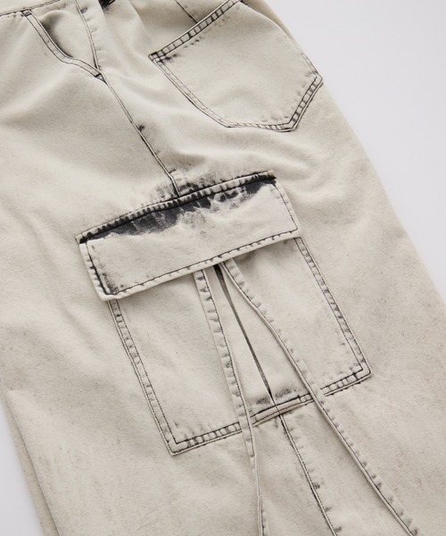 Spielio（シュピーリオ）の「【Spielio】Vintage like denim cargo wide pants/ヴィンテージライクデニムカーゴワイドパンツ（カーゴパンツ・メンズ・ブラック/ホワイト・S/M/L）」の8枚目の写真