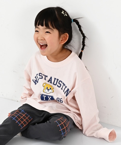 LSP WOW（エルエスピーワオ）の「【LSP WOW!】カラバリプリントロンT（Tシャツ/カットソー・キッズ・ホワイト系1/ブラック/ネイビー/ライトグレー/パープル/ベージュ/グリーン系2/グリーン系1/チャコール/グリーン/カーキ/ブルー系2/ブルー系1/ピンク系2/ピンク系1/イエロー系2/イエロー系1/レッド系2/レッド系1/ホワイト系2・140/130/80/120/110/100/90/150）」の3枚目の写真