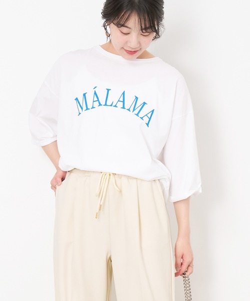 MICA&DEAL（マイカ＆ディール）の「"MALAMA"ロゴプリントプルオーバー（Tシャツ/カットソー・レディース・ホワイト/ベージュ/グリーン/チャコールグレー・FREE）」の5枚目の写真