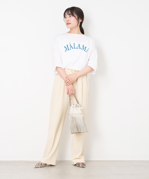 MICA&DEAL（マイカ＆ディール）の「"MALAMA"ロゴプリントプルオーバー（Tシャツ/カットソー・レディース・ホワイト/ベージュ/グリーン/チャコールグレー・FREE）」の6枚目の写真