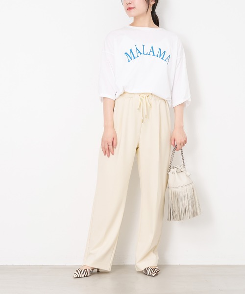 MICA&DEAL（マイカ＆ディール）の「"MALAMA"ロゴプリントプルオーバー（Tシャツ/カットソー・レディース・ホワイト/ベージュ/グリーン/チャコールグレー・FREE）」の7枚目の写真