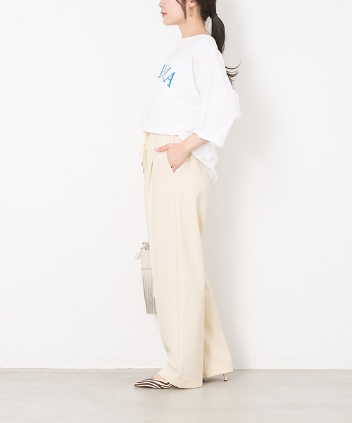 MICA&DEAL（マイカ＆ディール）の「"MALAMA"ロゴプリントプルオーバー（Tシャツ/カットソー・レディース・ホワイト/ベージュ/グリーン/チャコールグレー・FREE）」の9枚目の写真