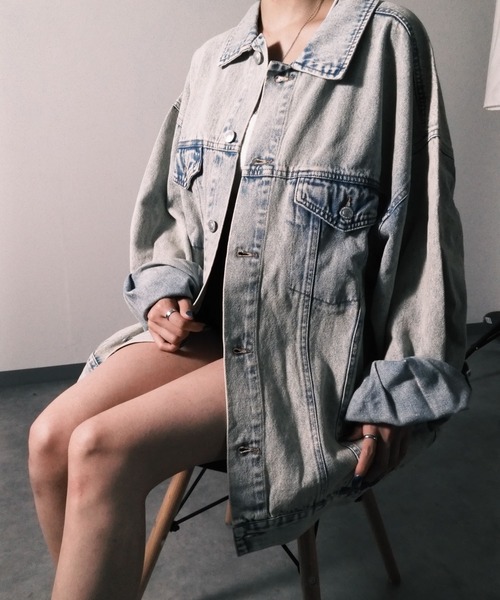 Bling Leads(ブリングリーズ)の「【RS】【Bling leads】オーバーサイズ 3RD デニムジャケット(デニムジャケット・メンズ・ライトインディゴブルー/ワンウォッシュ/ブラック・FREE)」の2枚目の写真