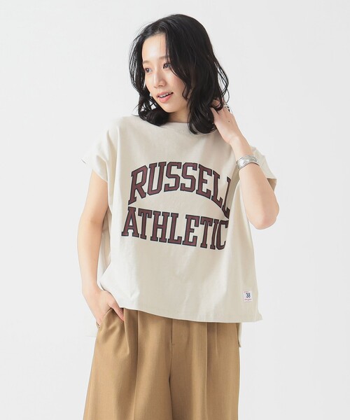 tシャツ 「別注」RUSSELL ATHLETIC / クラシック スクエア Ｔシャツ レディース Russell Athletic（ラッセルアスレティック）の「【別注