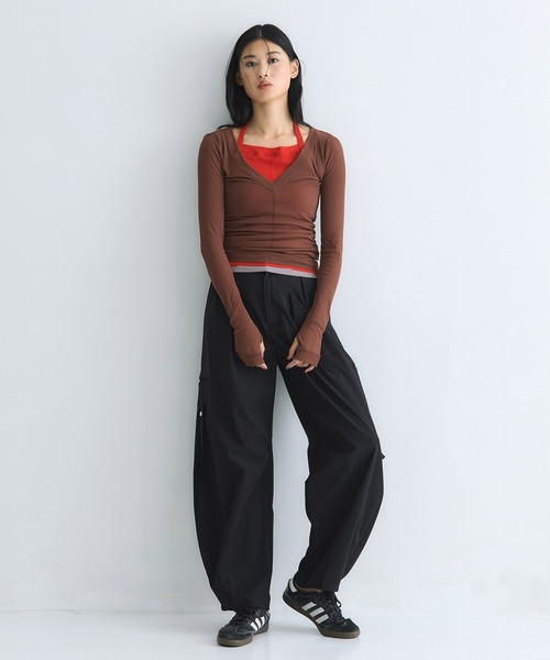 セール】【累計3,000本販売！！】ダブルウエストコクーンパンツ｜細