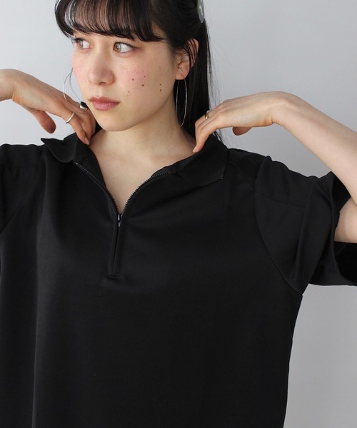 SANSeLF(サンセルフ)の「【SANSeLF】ポロシャツチュニックワンピース sanw25s038(ワンピース・レディース・ブラック・FREE)」の4枚目の写真