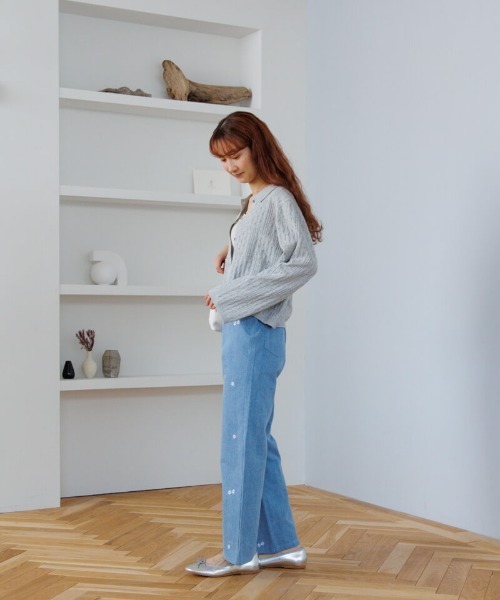 flower（フラワー）の「レーシーポロトップ（ポロシャツ・レディース・アイボリー/グレー・FREE）」の4枚目の写真