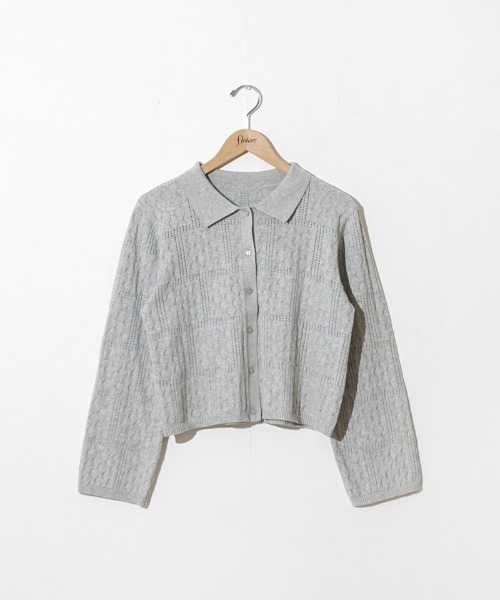 flower（フラワー）の「レーシーポロトップ（ポロシャツ・レディース・アイボリー/グレー・FREE）」の22枚目の写真