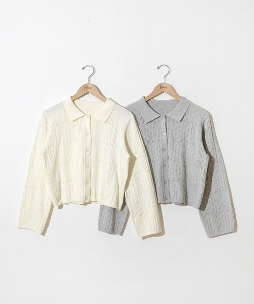 flower（フラワー）の「レーシーポロトップ（ポロシャツ・レディース・アイボリー/グレー・FREE）」の21枚目の写真