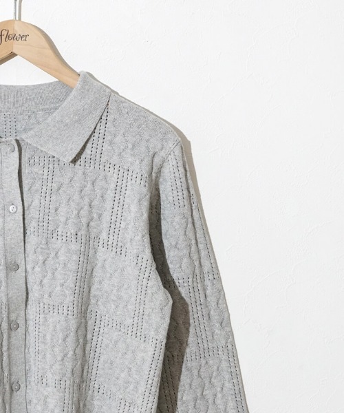 flower（フラワー）の「レーシーポロトップ（ポロシャツ・レディース・アイボリー/グレー・FREE）」の14枚目の写真