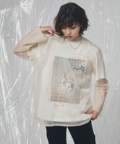 ELLEgirl（エルガール）の「フォトプリントTシャツ【ELLEgirl/エルガール】（Tシャツ/カットソー・レディース・ブラック/オフホワイト・FREE）」の7枚目の写真