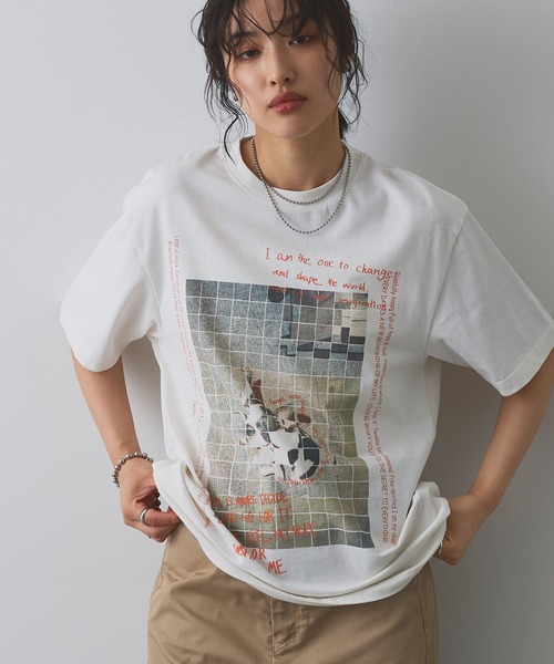 ELLEgirl（エルガール）の「フォトプリントTシャツ【ELLEgirl/エルガール】（Tシャツ/カットソー・レディース・ブラック/オフホワイト・FREE）」の12枚目の写真
