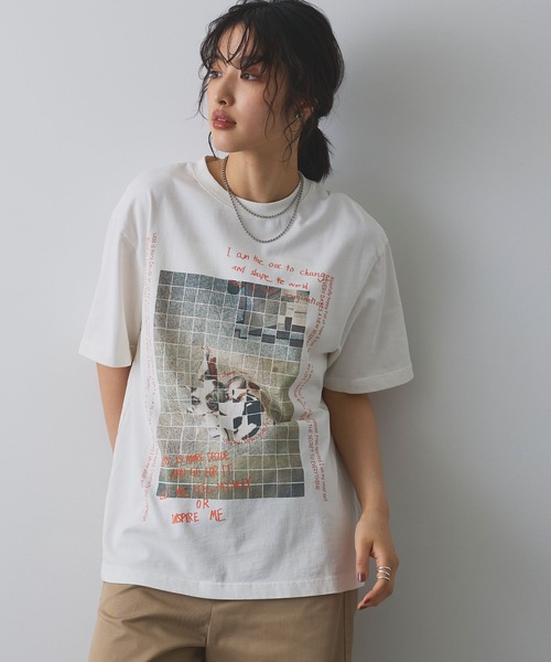 ELLEgirl（エルガール）の「フォトプリントTシャツ【ELLEgirl/エルガール】（Tシャツ/カットソー・レディース・ブラック/オフホワイト・FREE）」の11枚目の写真