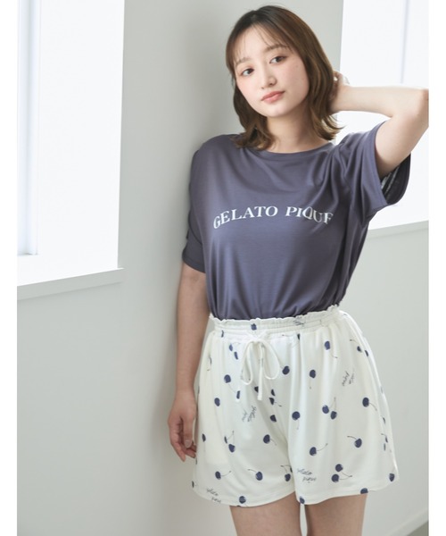 【新品】ジェラピケ　接触冷感 モチーフ4柄 ワンポイントTシャツ＆ショートパンツ セール】【接触冷感】モチーフ4柄ワンポイントTシャツ&ショート