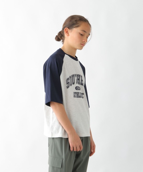 GLOBAL WORK(グローバルワーク)の「ヘビロッTEEラグランBIG/147389(Tシャツ/カットソー・キッズ・ホワイト×ブルー/ホワイト×ブラック/杢グレー・130cm/140cm/150cm/160cm/170cm)」の12枚目の写真