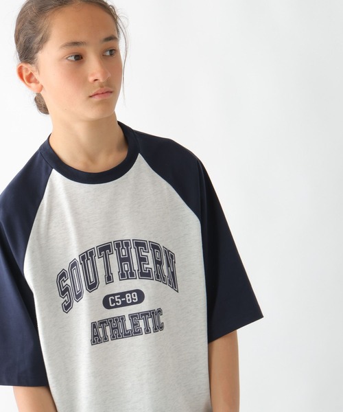 GLOBAL WORK(グローバルワーク)の「ヘビロッTEEラグランBIG/147389(Tシャツ/カットソー・キッズ・ホワイト×ブルー/ホワイト×ブラック/杢グレー・130cm/140cm/150cm/160cm/170cm)」の10枚目の写真
