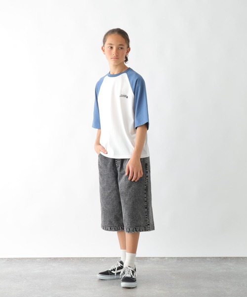 GLOBAL WORK(グローバルワーク)の「ヘビロッTEEラグランBIG/147389(Tシャツ/カットソー・キッズ・ホワイト×ブルー/ホワイト×ブラック/杢グレー・130cm/140cm/150cm/160cm/170cm)」の5枚目の写真