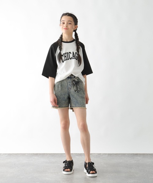 GLOBAL WORK(グローバルワーク)の「ヘビロッTEEラグランBIG/147389(Tシャツ/カットソー・キッズ・ホワイト×ブルー/ホワイト×ブラック/杢グレー・130cm/140cm/150cm/160cm/170cm)」の19枚目の写真