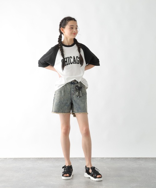 GLOBAL WORK(グローバルワーク)の「ヘビロッTEEラグランBIG/147389(Tシャツ/カットソー・キッズ・ホワイト×ブルー/ホワイト×ブラック/杢グレー・130cm/140cm/150cm/160cm/170cm)」の18枚目の写真