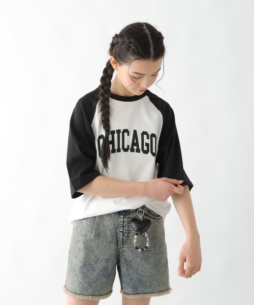 GLOBAL WORK(グローバルワーク)の「ヘビロッTEEラグランBIG/147389(Tシャツ/カットソー・キッズ・ホワイト×ブルー/ホワイト×ブラック/杢グレー・130cm/140cm/150cm/160cm/170cm)」の15枚目の写真