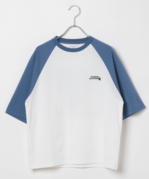 GLOBAL WORK(グローバルワーク)の「ヘビロッTEEラグランBIG/147389(Tシャツ/カットソー・キッズ・ホワイト×ブルー/ホワイト×ブラック/杢グレー・130cm/140cm/150cm/160cm/170cm)」の8枚目の写真