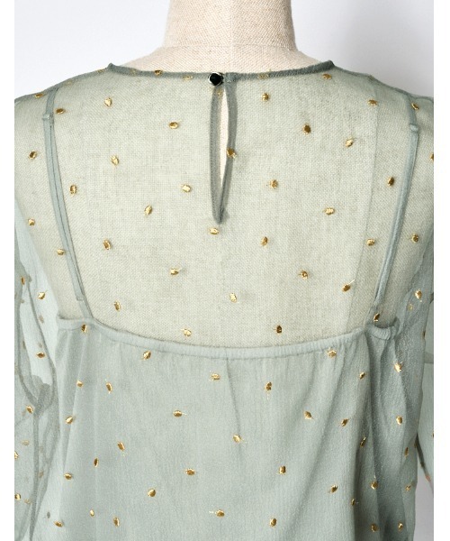 RUMCHE(ラムシェ)の「Dot Embroidery Sheer Tops / ドットエンブロイダリーシアーシャツ(その他トップス・レディース・ブラック/ライトグレー・FREE)」の7枚目の写真