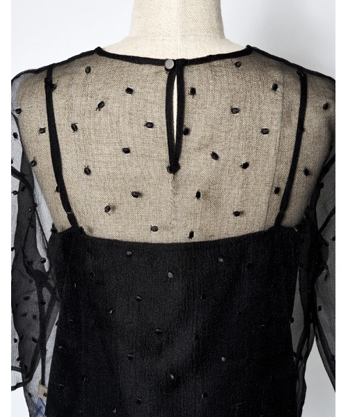 RUMCHE(ラムシェ)の「Dot Embroidery Sheer Tops / ドットエンブロイダリーシアーシャツ(その他トップス・レディース・ブラック/ライトグレー・FREE)」の16枚目の写真