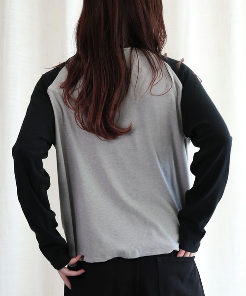 aimoha(アイモハ)の「ラグランスリーブ長袖Tシャツ(Tシャツ/カットソー・レディース・ネイビー/ブラック/グレー・FREE)」の22枚目の写真