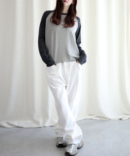 aimoha(アイモハ)の「ラグランスリーブ長袖Tシャツ(Tシャツ/カットソー・レディース・ネイビー/ブラック/グレー・FREE)」の19枚目の写真